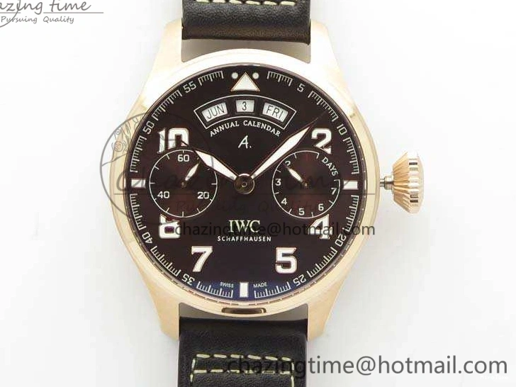 MIROTIME 0510 Popular Big Pilot Real PR IW502706 RG YLF 1:1 Best Edition Brown Dial On Calfskin Strap A 7223